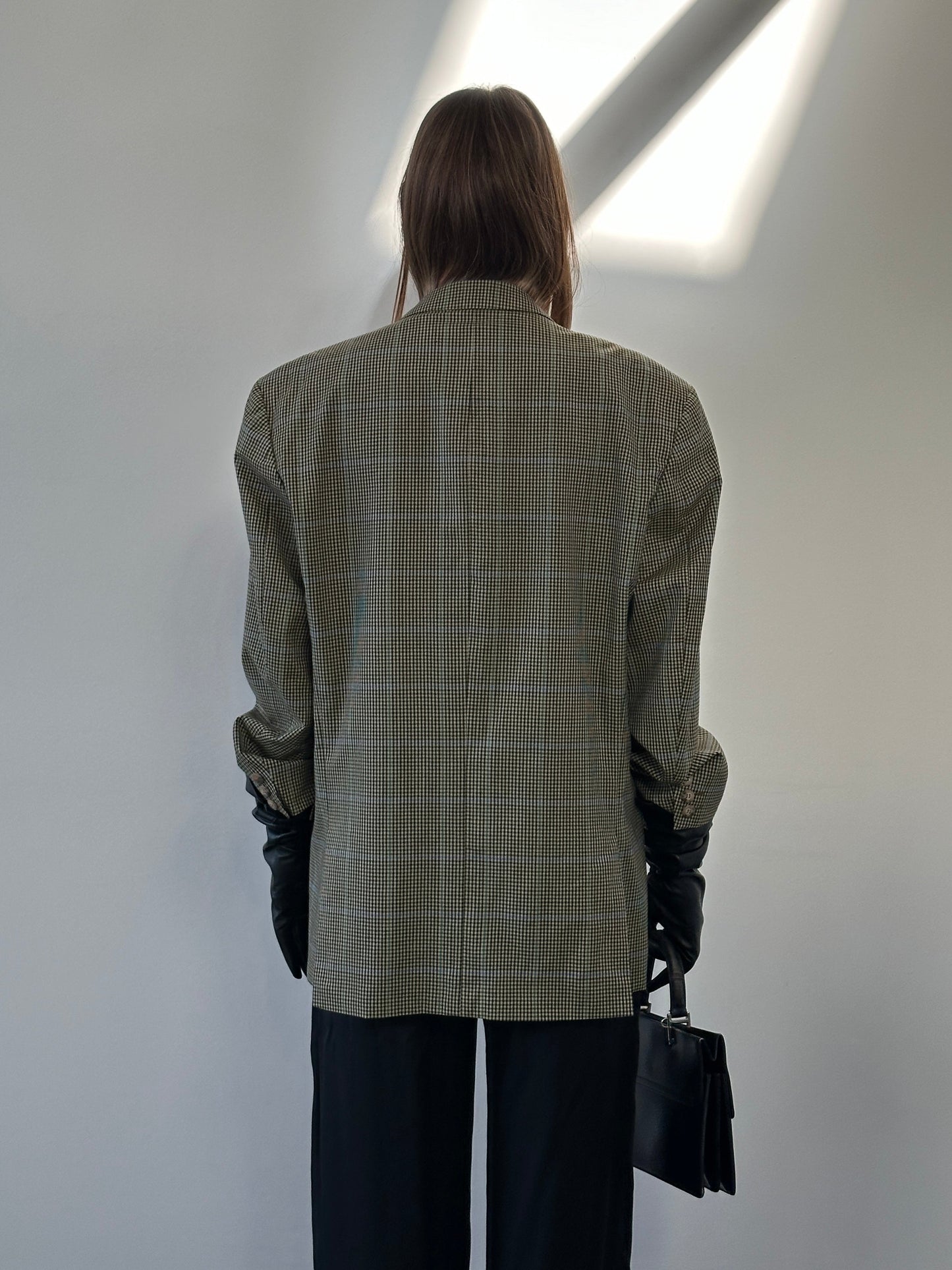 Yves Saint Laurent Pour Homme 1990s Wool Single Breasted Check Blazer - 44R/XL