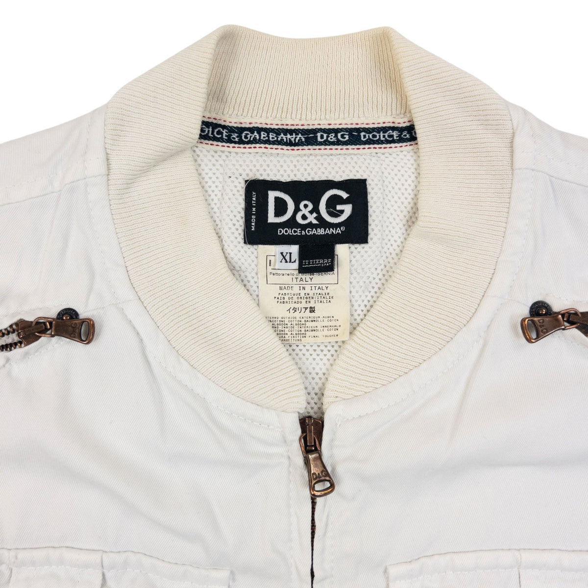 Vintage 2003 Dolce & Gabbana Rebel Label Zip Up Gilet | Medium, White