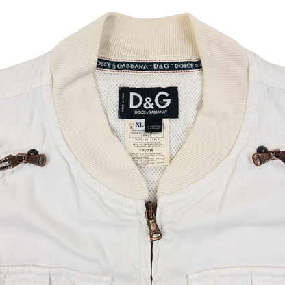 Vintage 2003 Dolce & Gabbana Rebel Label Zip Up Gilet | Medium, White