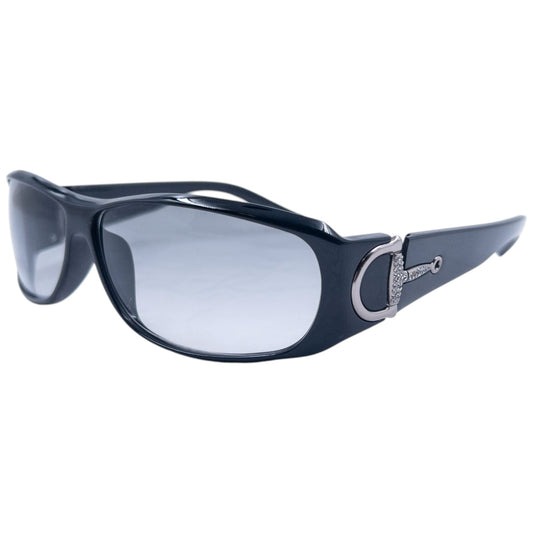 Vintage 90s Gucci Diamante Horse Bit Sunglasses | O/S, Black
