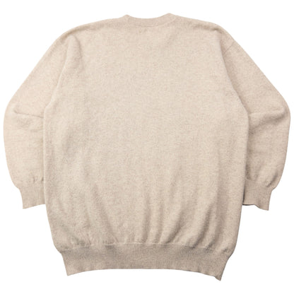 Vintage 90s Burberry Geometric Wool Knit Jumper Size L | Large, Beige, Brown, Grey