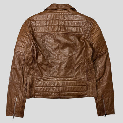 Neil Barrett 2012 Leather Padded Brown Multipocket Moto Jacket - S