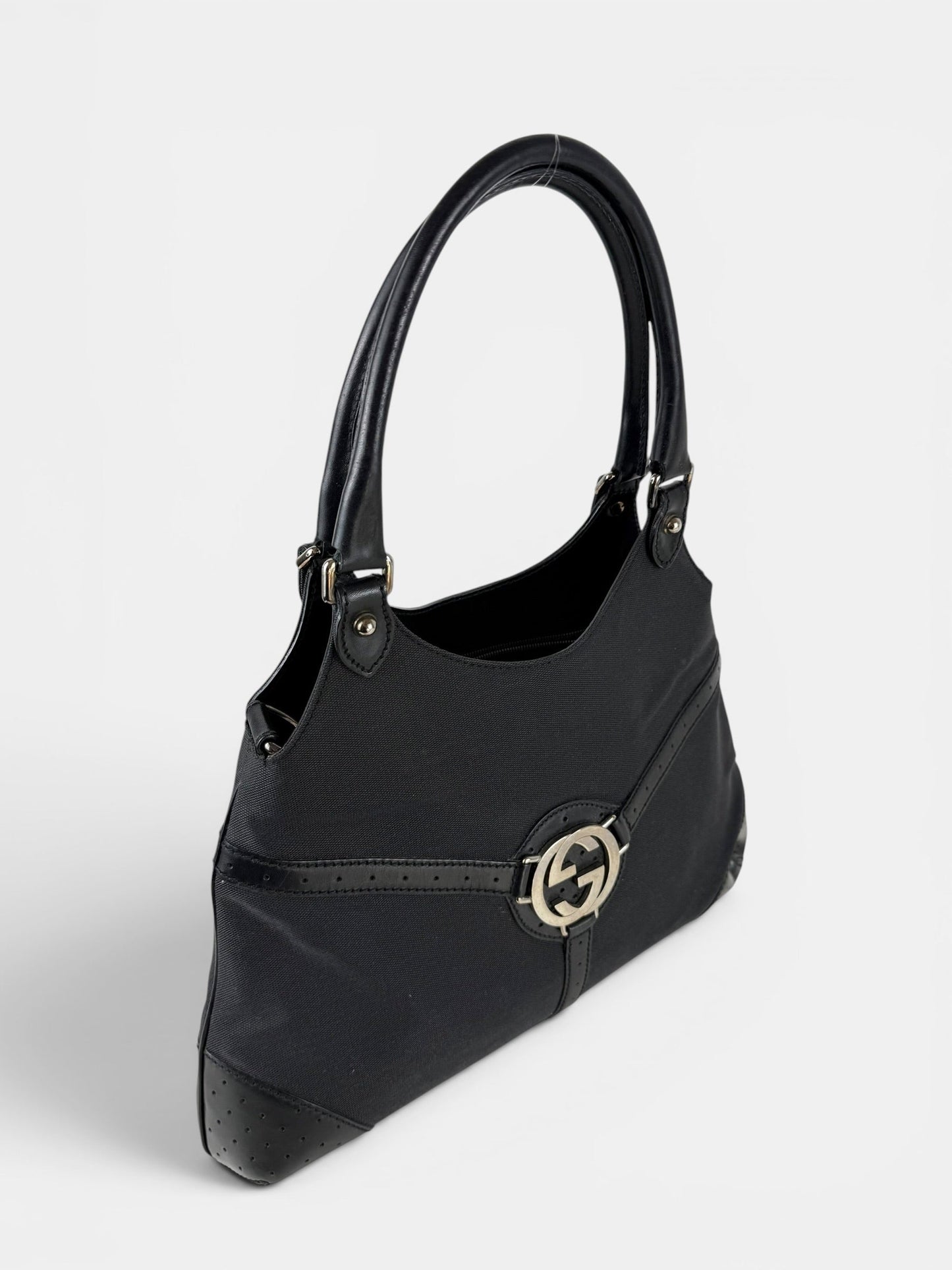 90s Gucci GG Interlocking Black Handbag | O/S, Black
