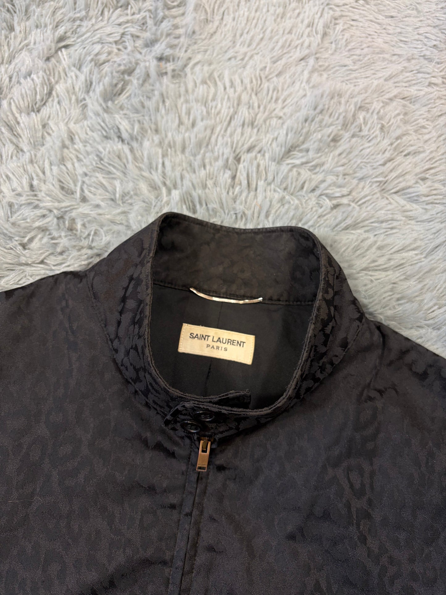 Saint Laurent SS14 Hedi Slimane Black Leopard Bomber Jacket - IT48 | O/S, Black