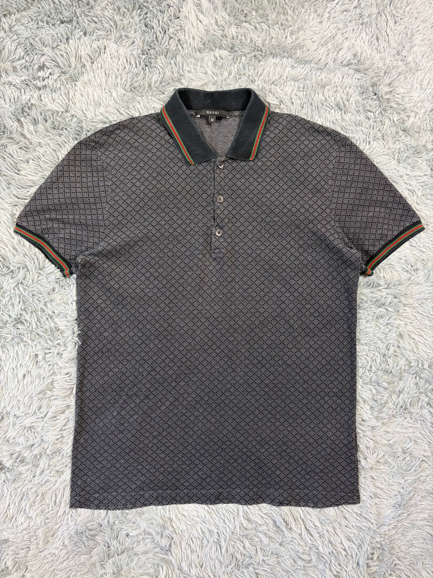 Gucci 2011 Cross Monogram Web Stripe Polo Shirt - S/M | O/S, Grey