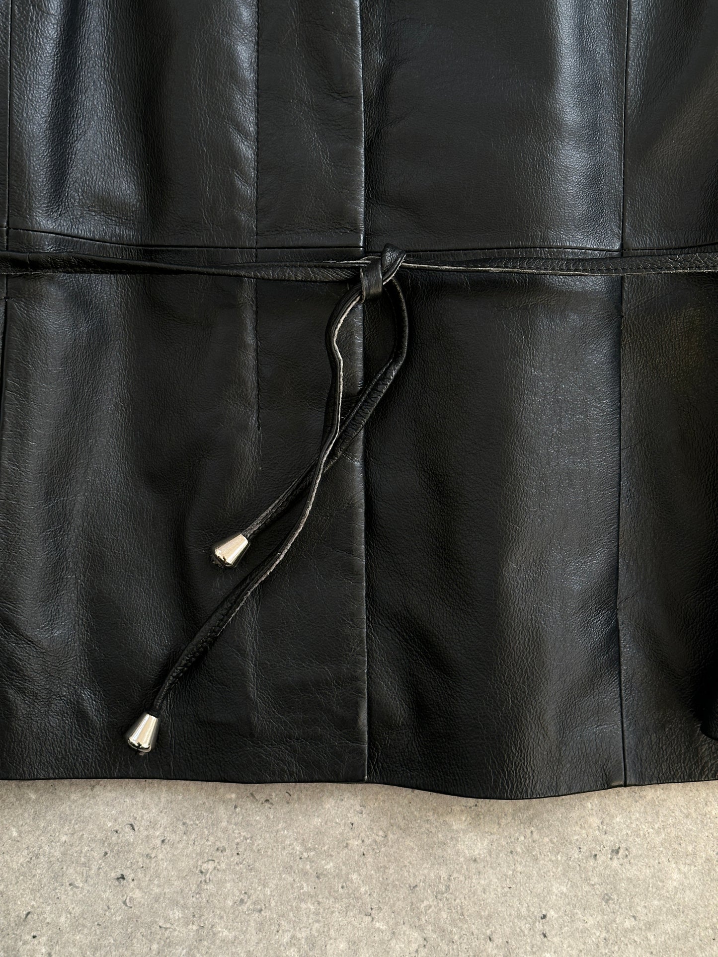Vintage 2000s Minimal Tie Belt Leather Jacket - S