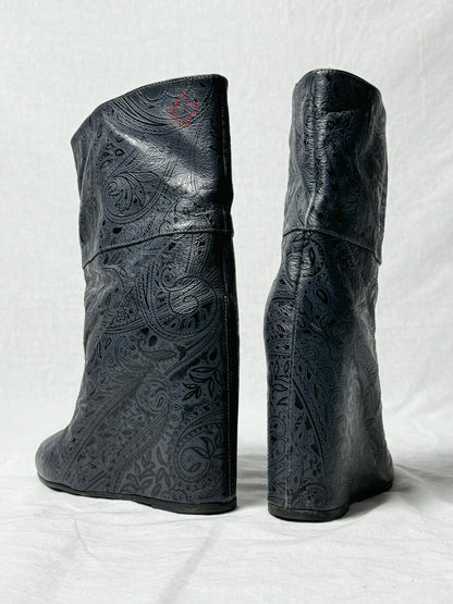 AF VANDEVORST EMBOSSED WEDGE BOOTS | DEFAULT TITLE, Blue