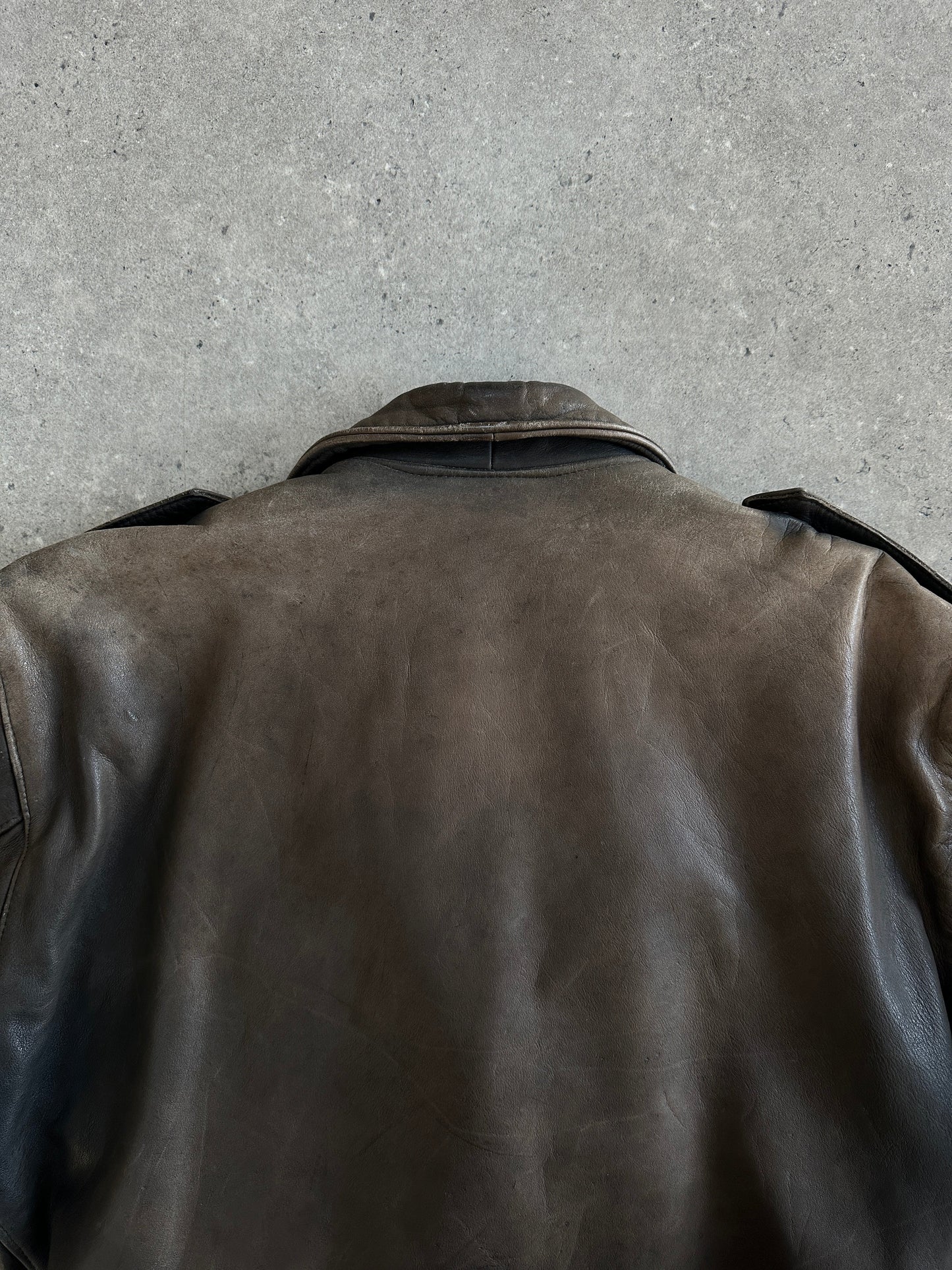 Vintage 1980s Distressed Leather Biker Jacket - S