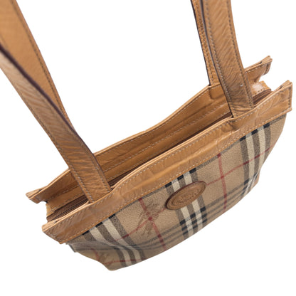 Vintage 80s Burberry Nova Check Leather Crossbody Bag