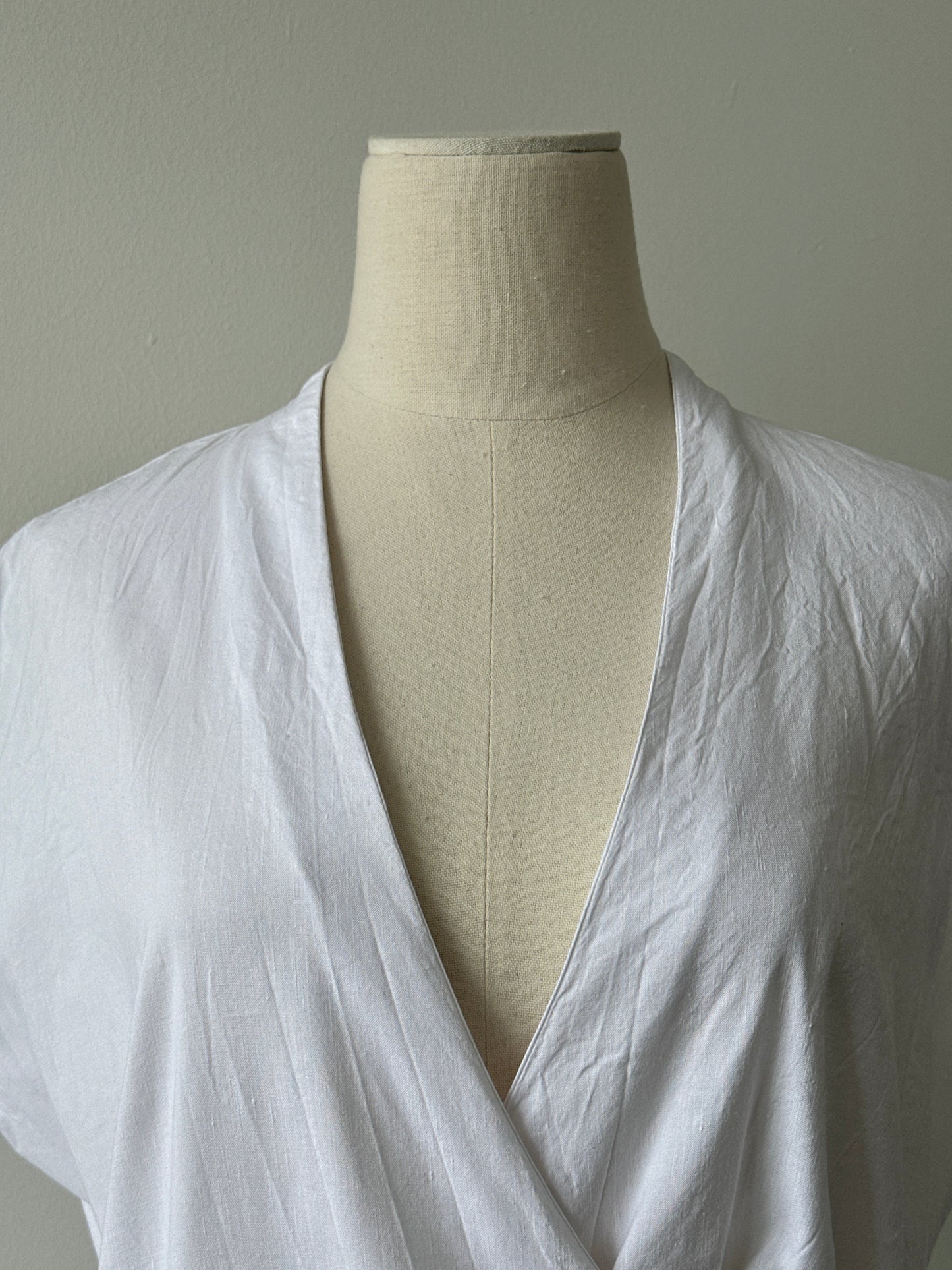 Nicole Farhi 2000s Linen Asymmetric Wrap Top - M-L