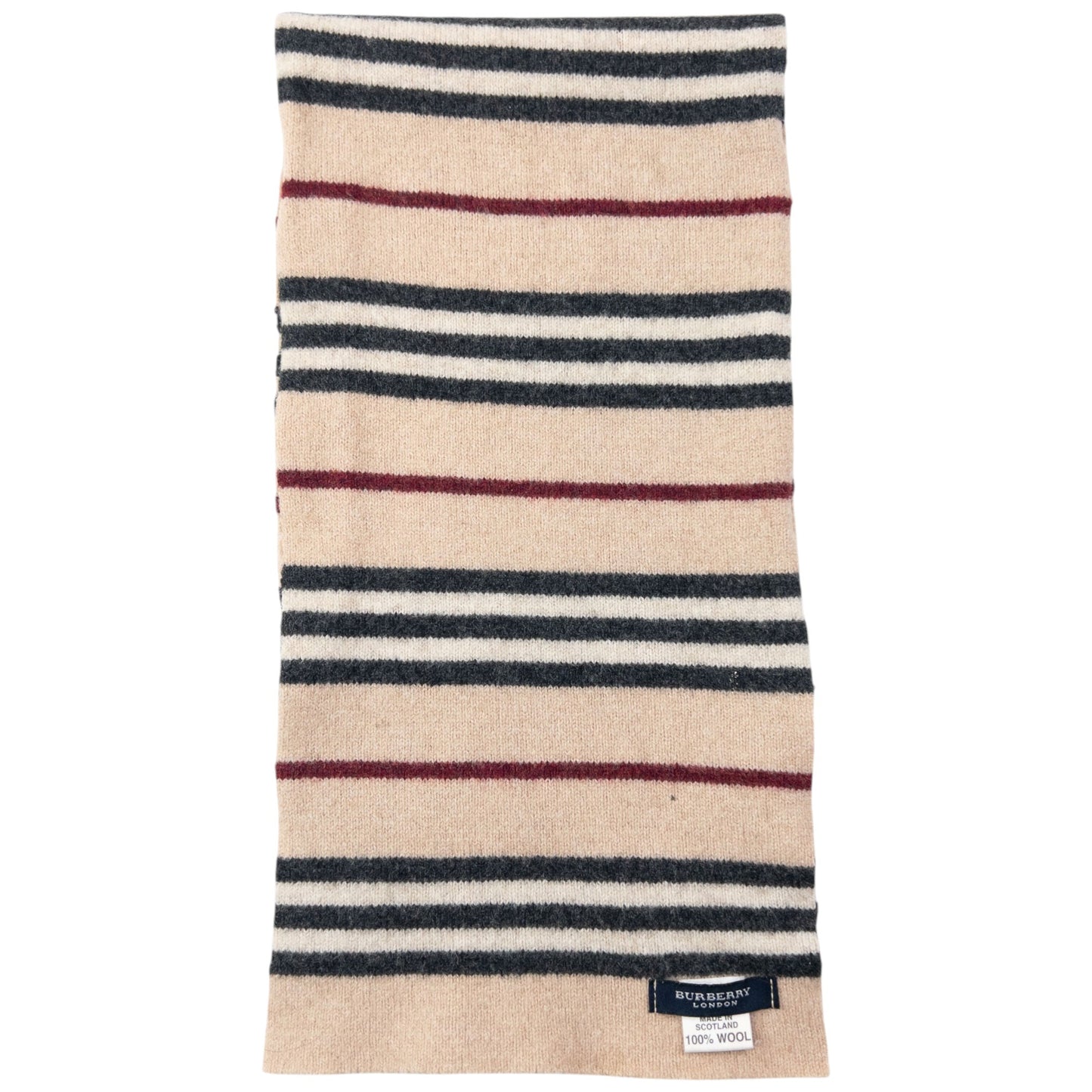 Vintage 2000s Burberry Nova Stripe Wool Scarf | O/S, Beige