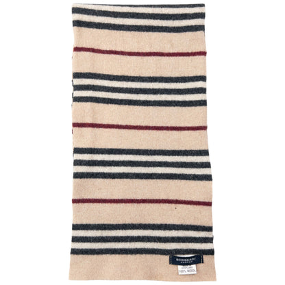 Vintage 2000s Burberry Nova Stripe Wool Scarf | O/S, Beige