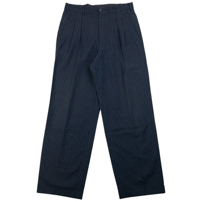 Vintage 90s Comme Des Garçons HOMME Pinstripe Pleated Trousers Size W30 | W30, Navy