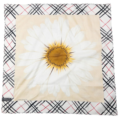 Vintage 2000s Burberry Nova Check Daisy Print Silk Scarf | O/S, Multicolour