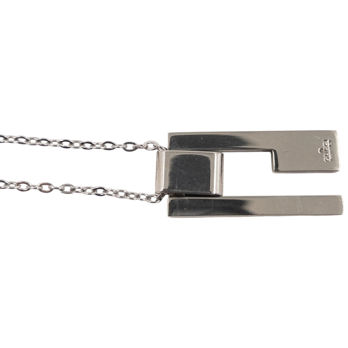 Vintage 2000s Gucci Silver G Plate Necklace | O/S, Grey