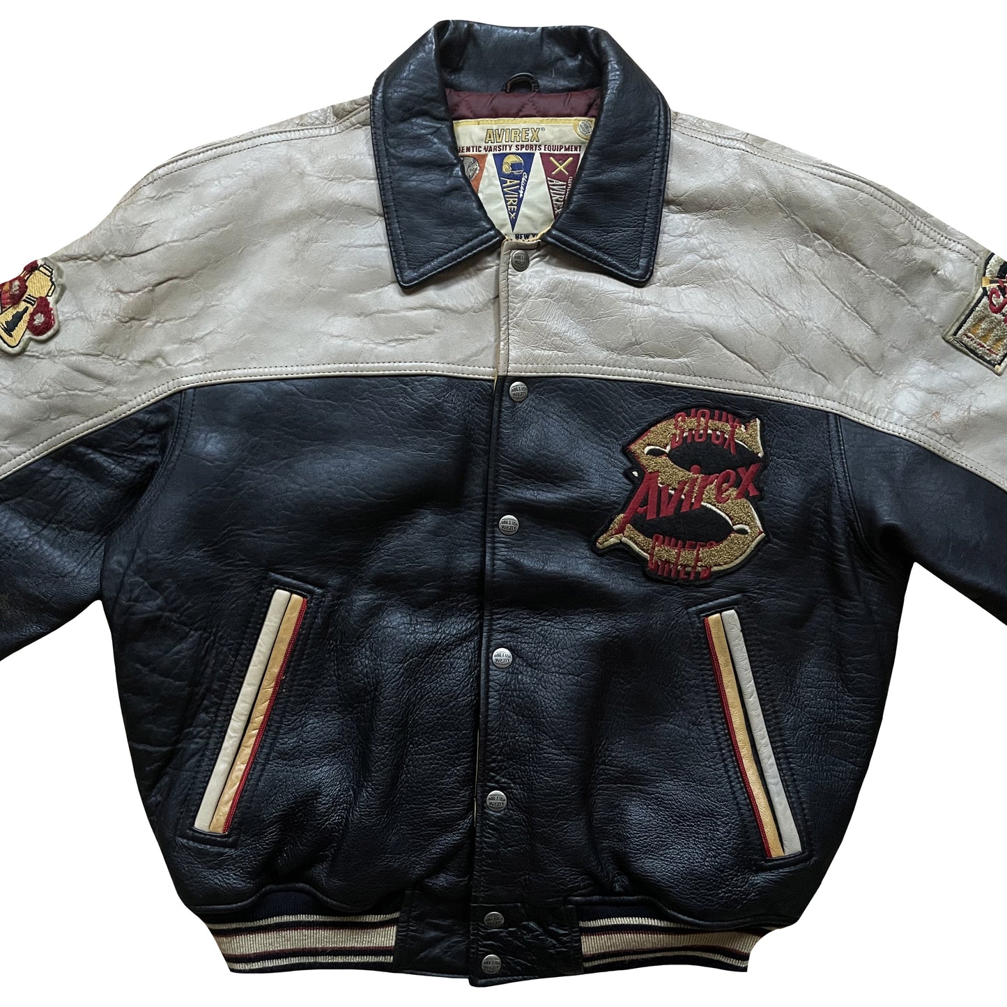 Avirex 'Sioux Chiefs' Leather Varsity Jacket - M