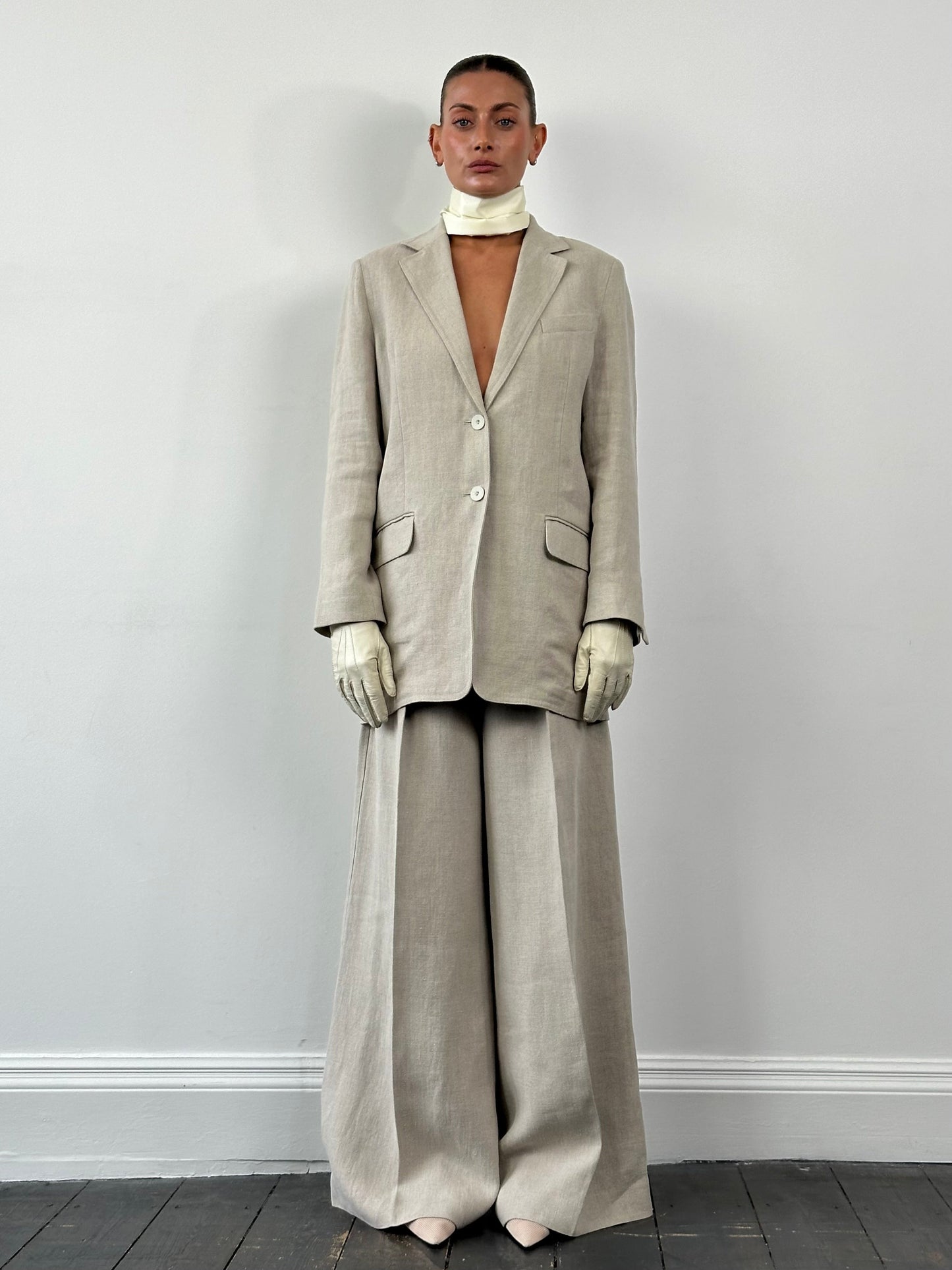 Max Mara Runway Pure Linen Wide Leg Suit - L/UK12