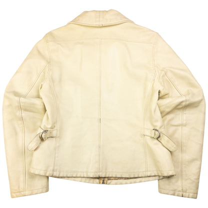 Vintage Armani Jeans Zip Up Leather Jacket Womens Size S