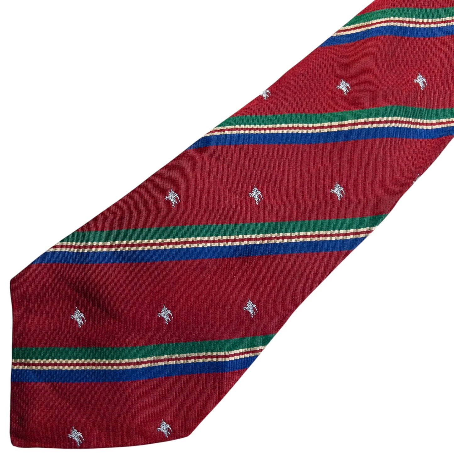 Vintage 80s Burberry Monogram Striped Silk Tie | O/S, Red