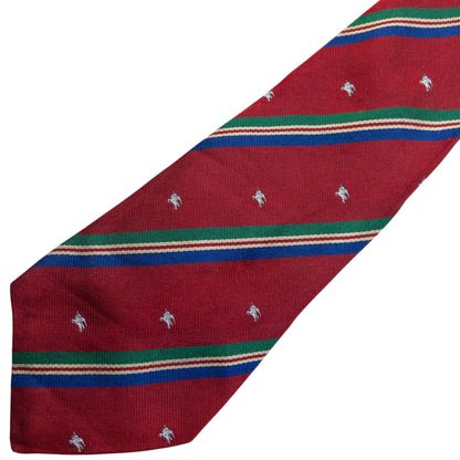 Vintage 80s Burberry Monogram Striped Silk Tie | O/S, Red