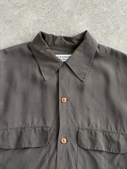 GUESSILK 1990s Pure Silk Minimal Shirt - L