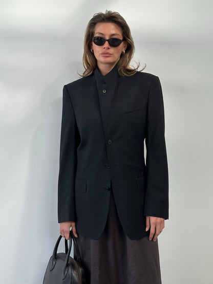 Yves Saint Laurent Rive Gauche 1990s Wool High Neck Blazer - S