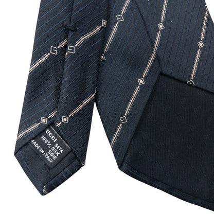 Vintage 2000s Gucci Striped Silk Tie | O/S, Cream
