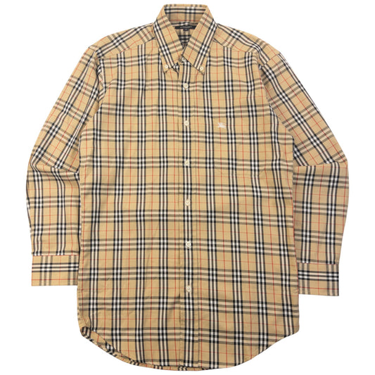 Vintage 2000s Burberry Nova Check Long Sleeve Button Up Shirt Size S | Small, Beige