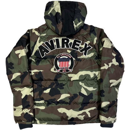 Avirex Spell Out Puffer Jacket In Camo ( M )