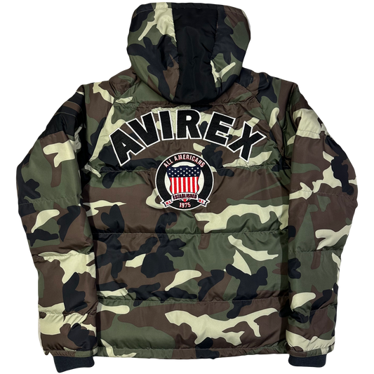 Avirex Spell Out Puffer Jacket In Camo ( M )