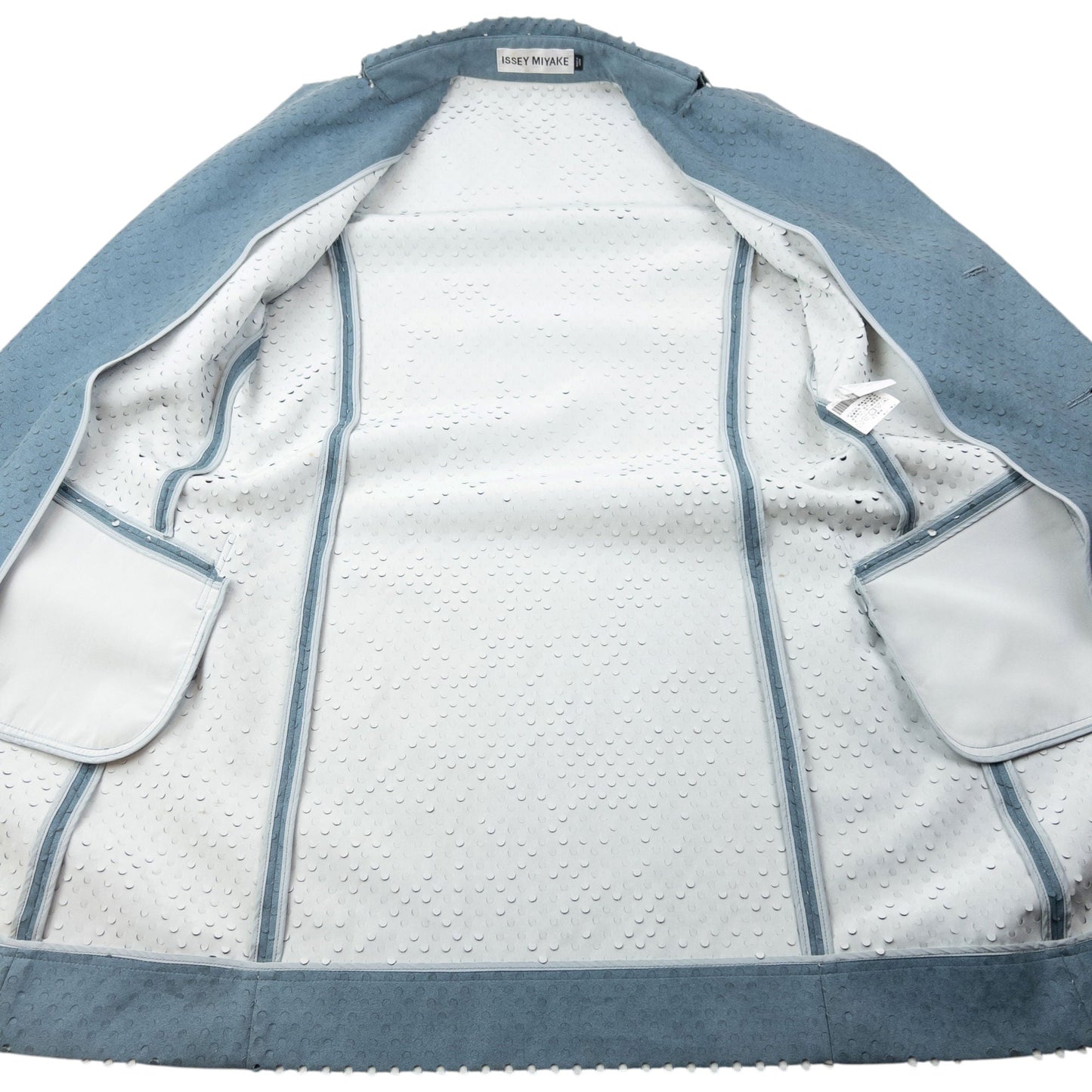 Vintage 2000s Issey Miyake Laser-Cut Texture Jacket Womens Size L | Large, Blue