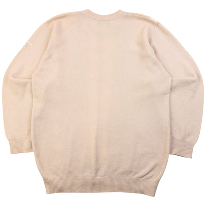 Vintage 90s Burberry Golf Argyle Wool Knit Jumper Size S | Small, Beige