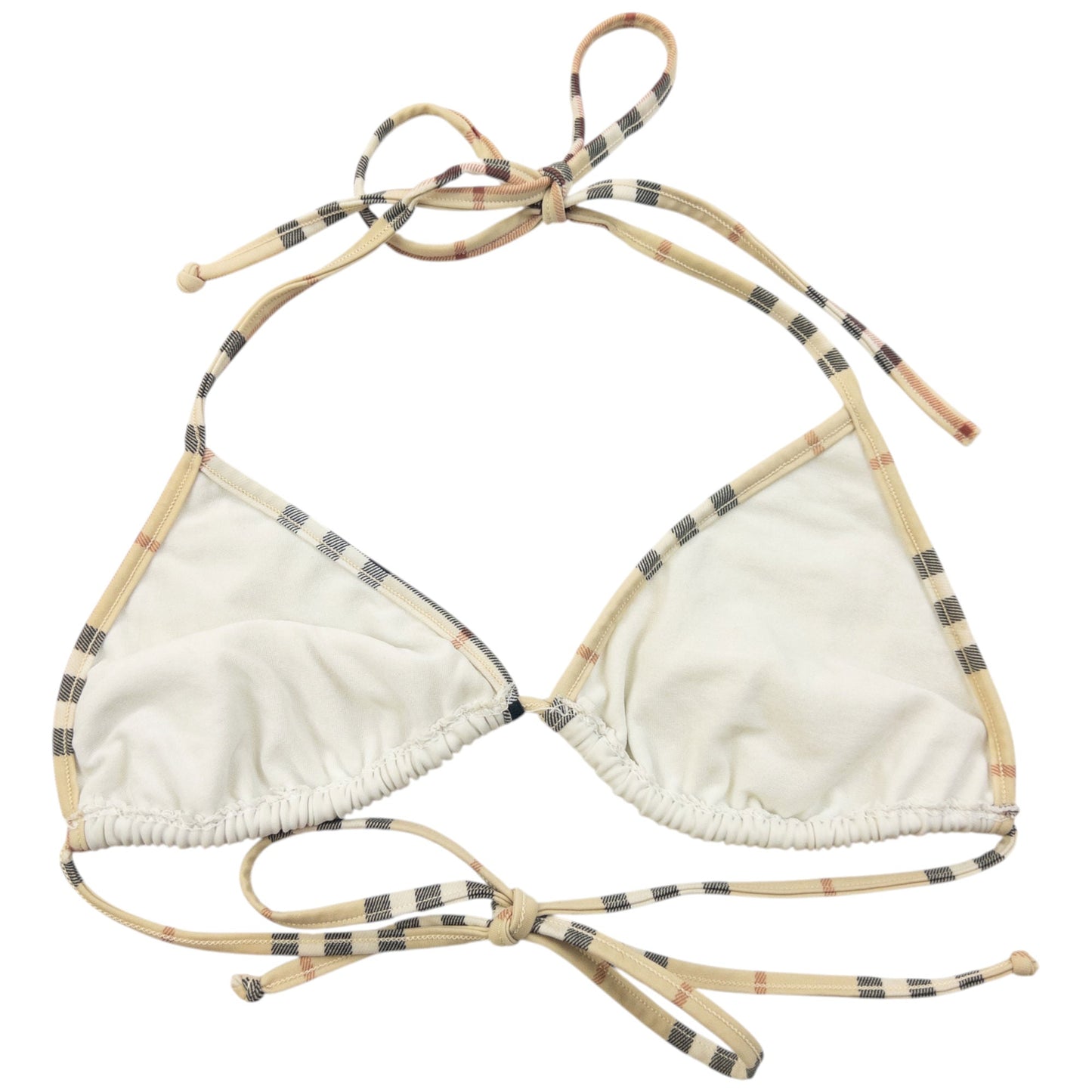 Vintage 2000s Burberry Nova Check Trim Bikini Top Womens Size M | Medium, Beige