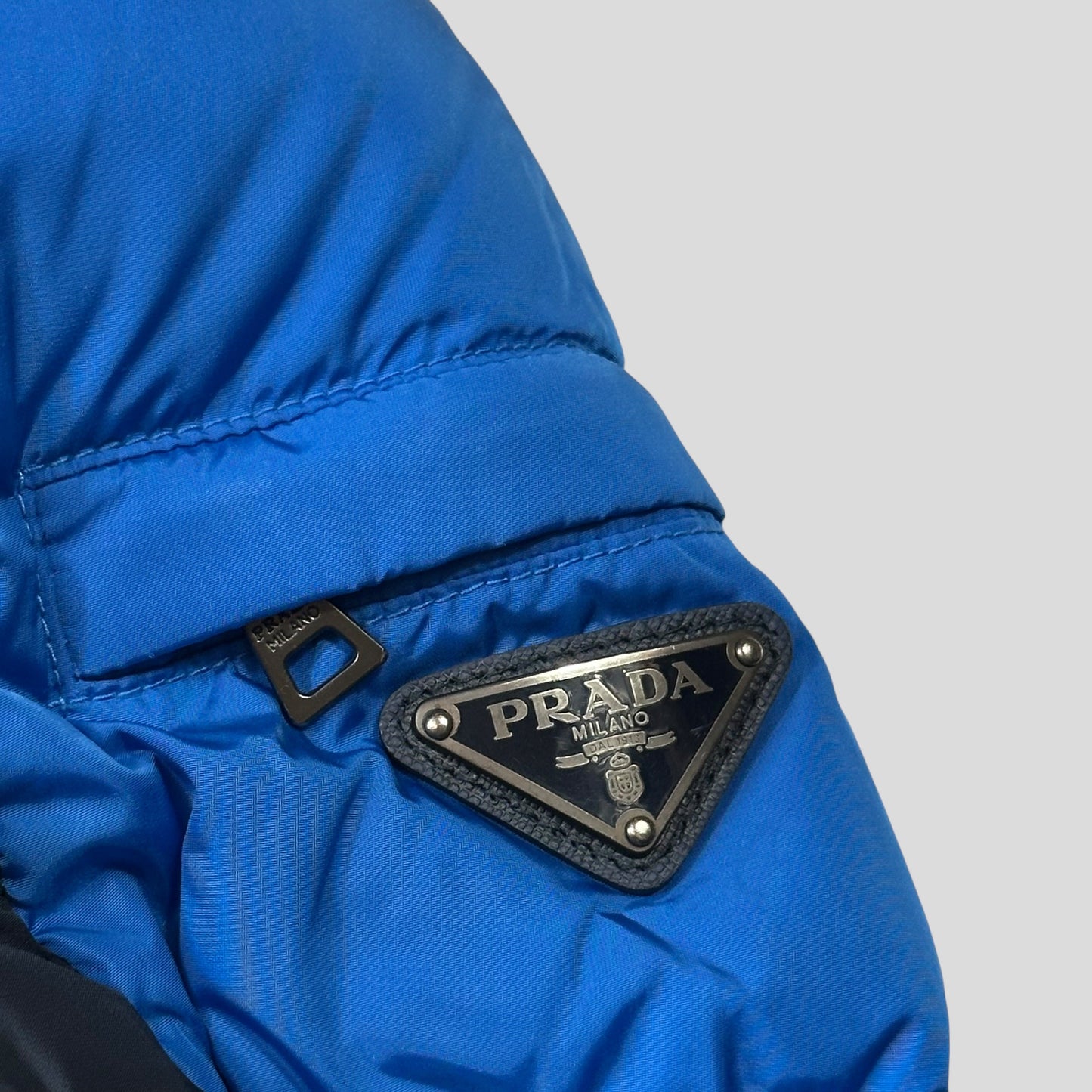 Prada 2012 Plaque Logo Bi-colour Nylon Goose Down Puffer Jacket - IT56 (L/XL) | Default Title, Blue