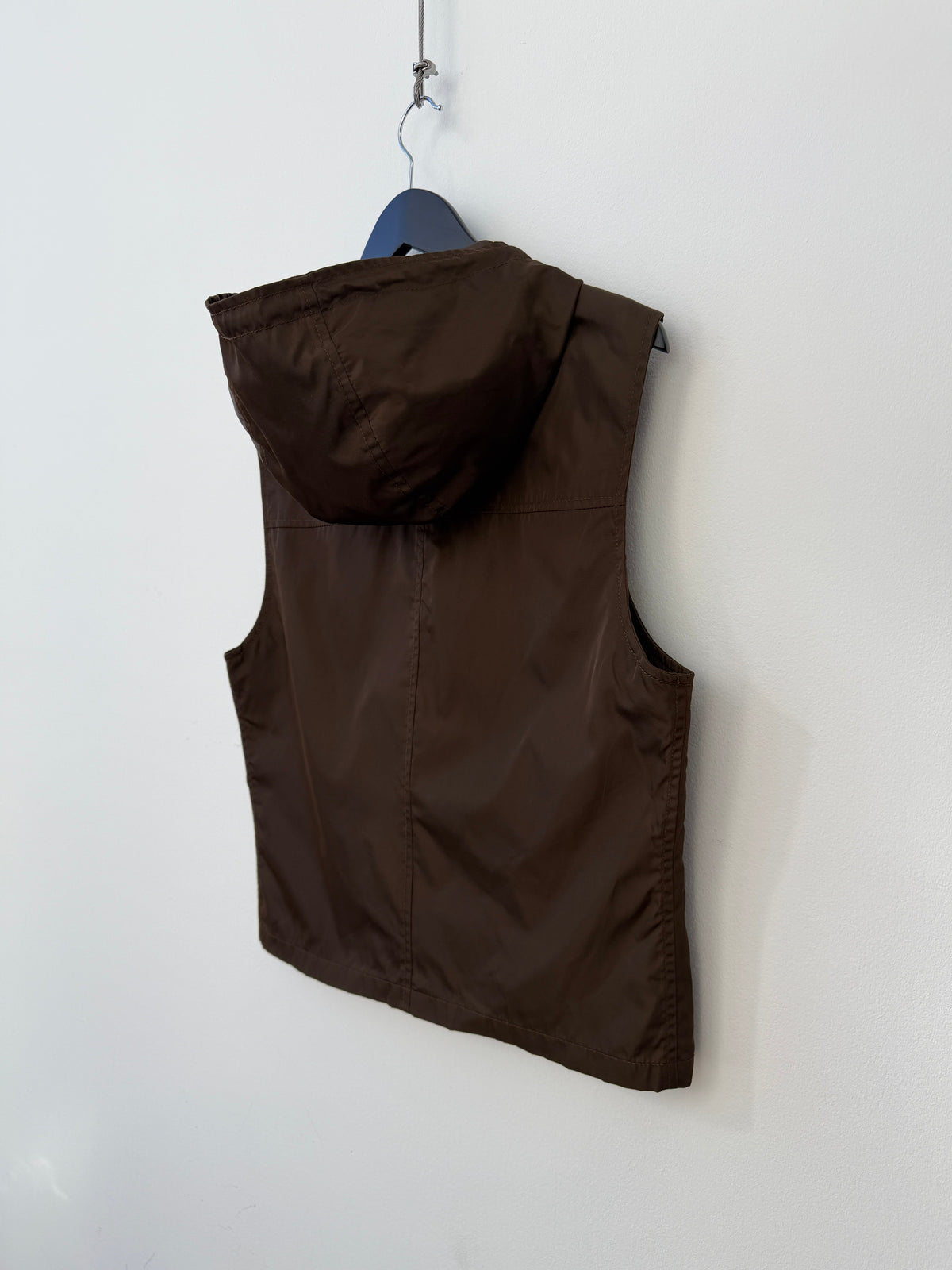 Prada 90s Nylon Hooded Vest | Medium, Brown