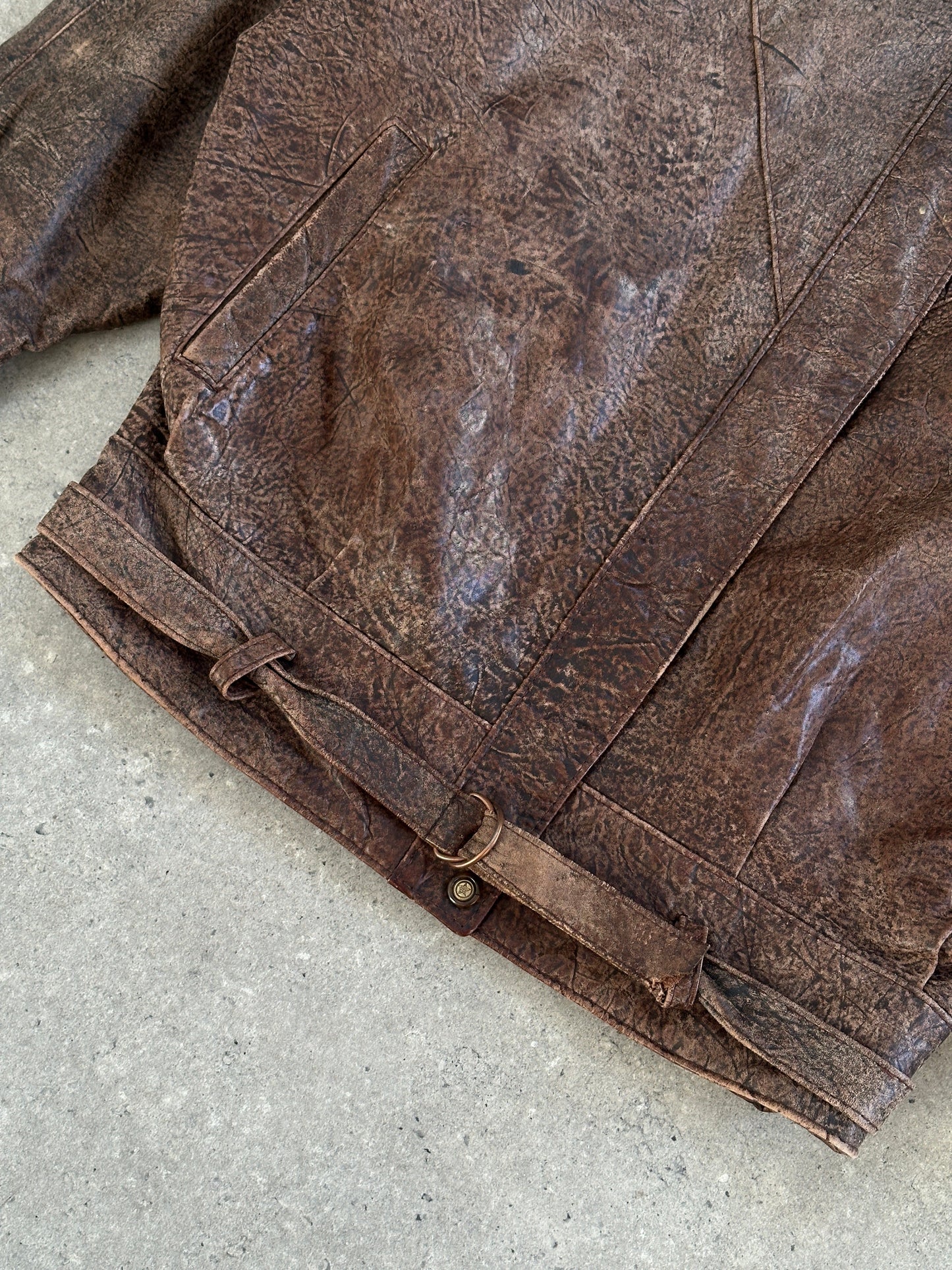 Vintage 1980s Aged Leather Jacket - S