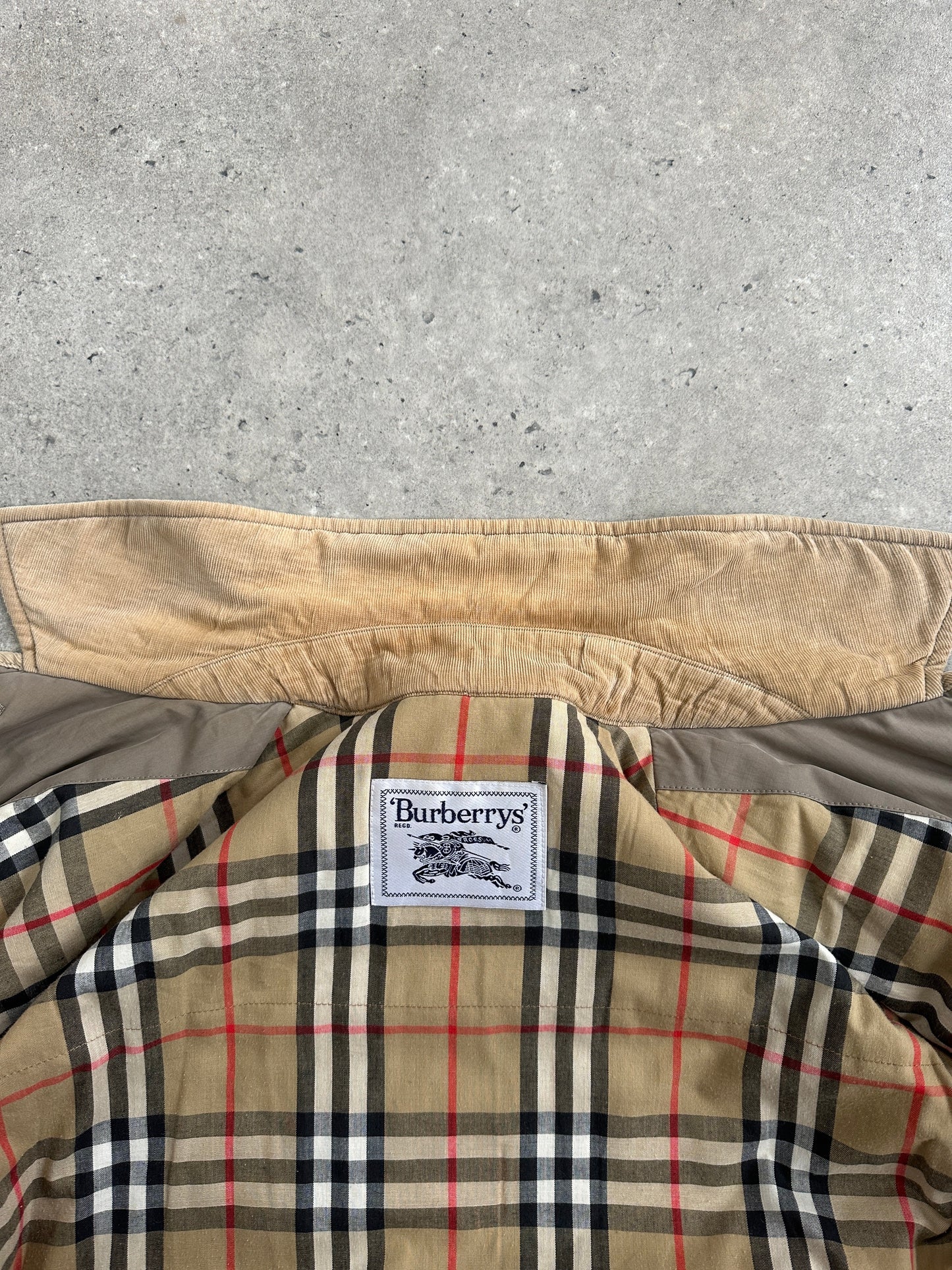 Burberry 1990s Quilted Nova Check Cord Collar Jacket – L