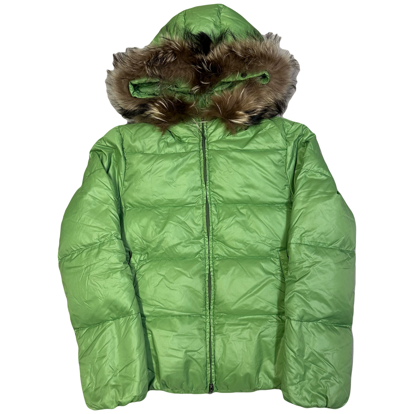 Duvetica Fur Hood Women’s Puffer Jacket In Green ( M )