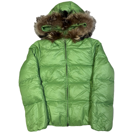 Duvetica Fur Hood Women’s Puffer Jacket In Green ( M )