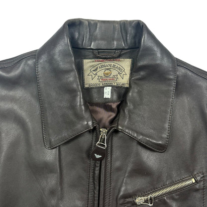 Armani Jeans Brown Leather Jacket