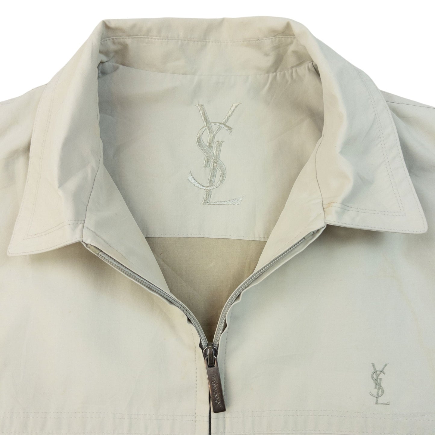 Vintage 90S YSL Yves Saint Laurent Harrington Jacket Size S | Small, Cream