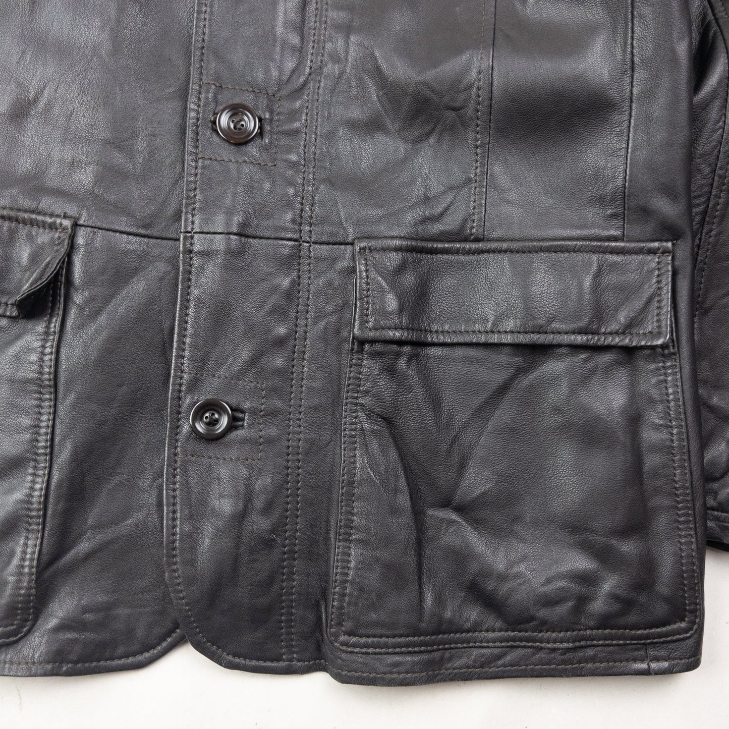 Vintage 2000s Armani Jeans Zip Up Leather Jacket Size L | Large, Black