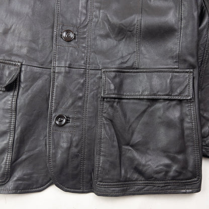 Vintage 2000s Armani Jeans Zip Up Leather Jacket Size L | Large, Black