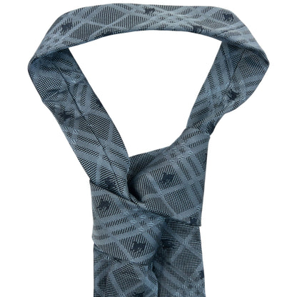 Vintage 2000s Burberry Nova Check Monogram Silk Tie | O/S, Blue