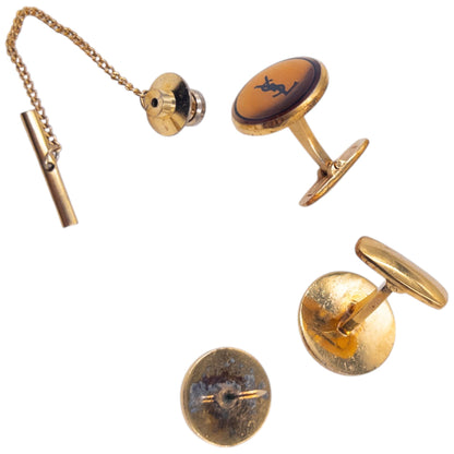 Vintage YSL Yves Saint Laurent Cuff Links and Tie Pin Set