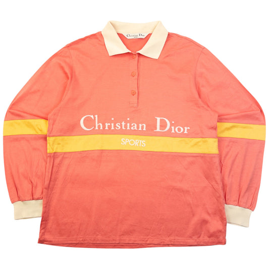 Vintage 2000s Dior Sports Embroidered Long Sleeve Polo Shirt Womens Size M | Medium, Pink