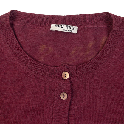 Vintage 2000s Miu Miu Cashmere Silk Cardigan Womens Size M | Medium, Burgundy