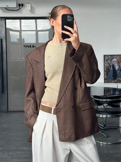 Yves Saint Laurent Diffusion Hommes 1980s Check Wool Blazer - 42R/XL