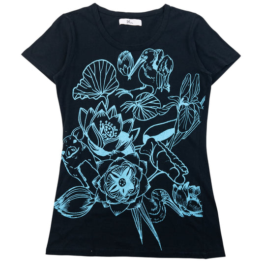 Vintage 2000s Issey Miyake 24 Floral Graphic T Shirt Womens Size S | Small, Black