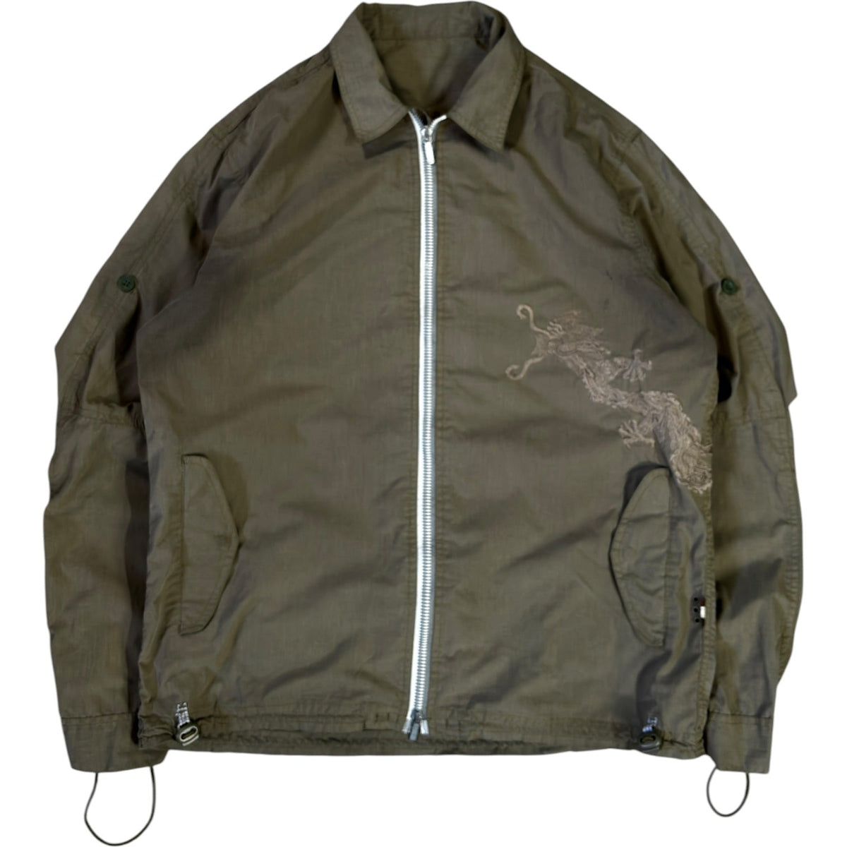 Maharishi 00's Embroidered Dragon Cotton Jacket L | Large, Olive
